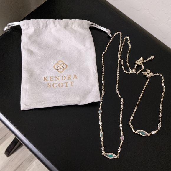 Kendra Scott Gold Necklace & Bracelet set - Picture 1 of 5